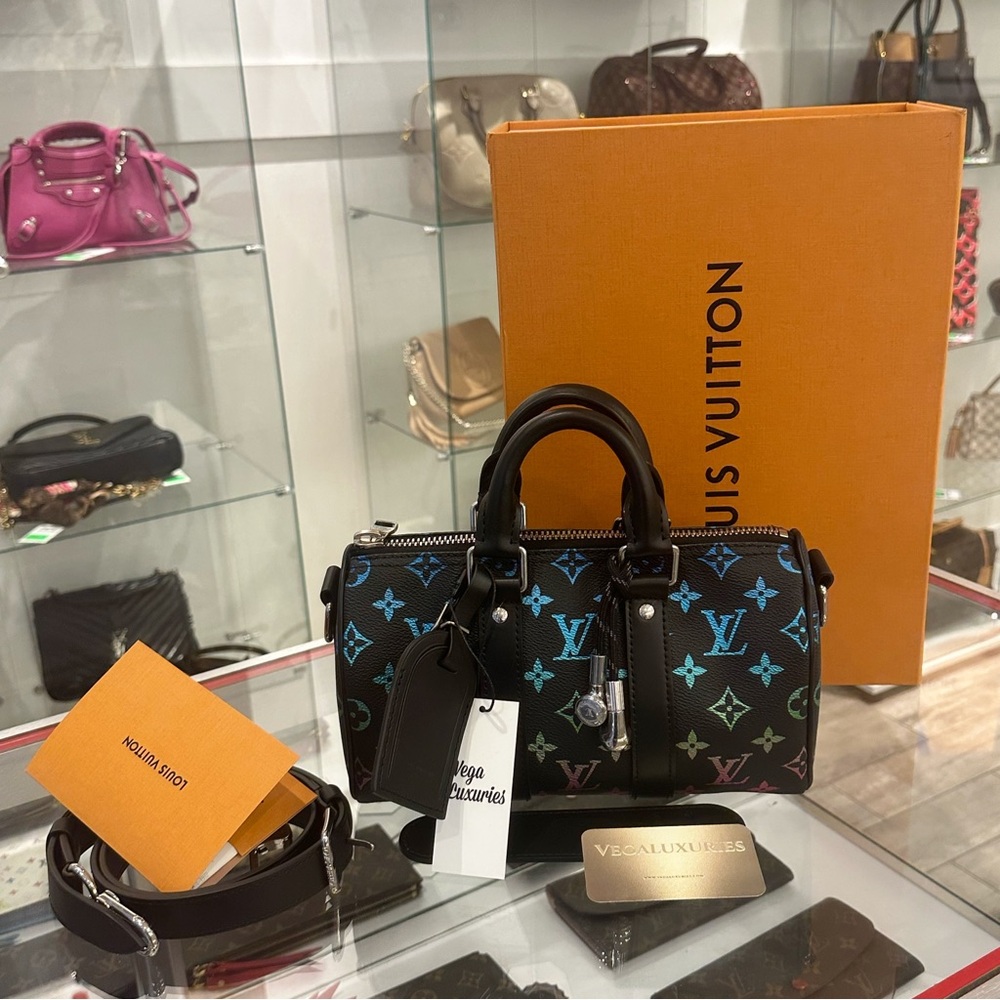 Louis Vuitton Black and Blue Monogram Satchel